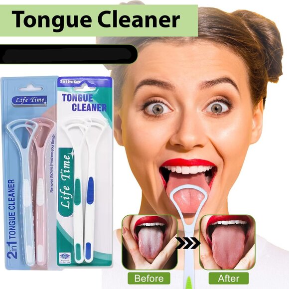 Life Time Tongue Cleaner scraper plastic adult and kids 4pcs Life Time - Picture 1 of 7
